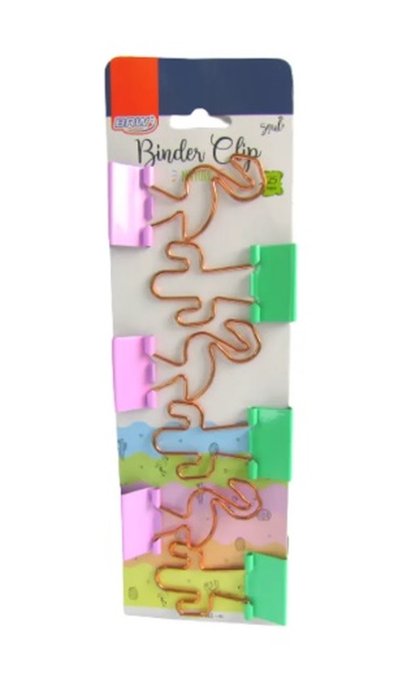 imagem Clipes para papel binder 25mm - blister c/ 6 un - formatos pastel: cactos e flamingo