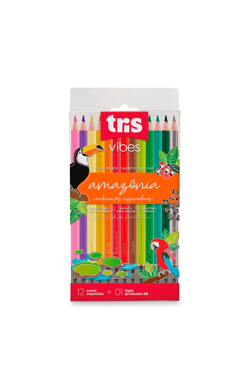 imagem Lápis de Cor Vibes Amazônia 12 cores + 1 Lápis 6B Tris