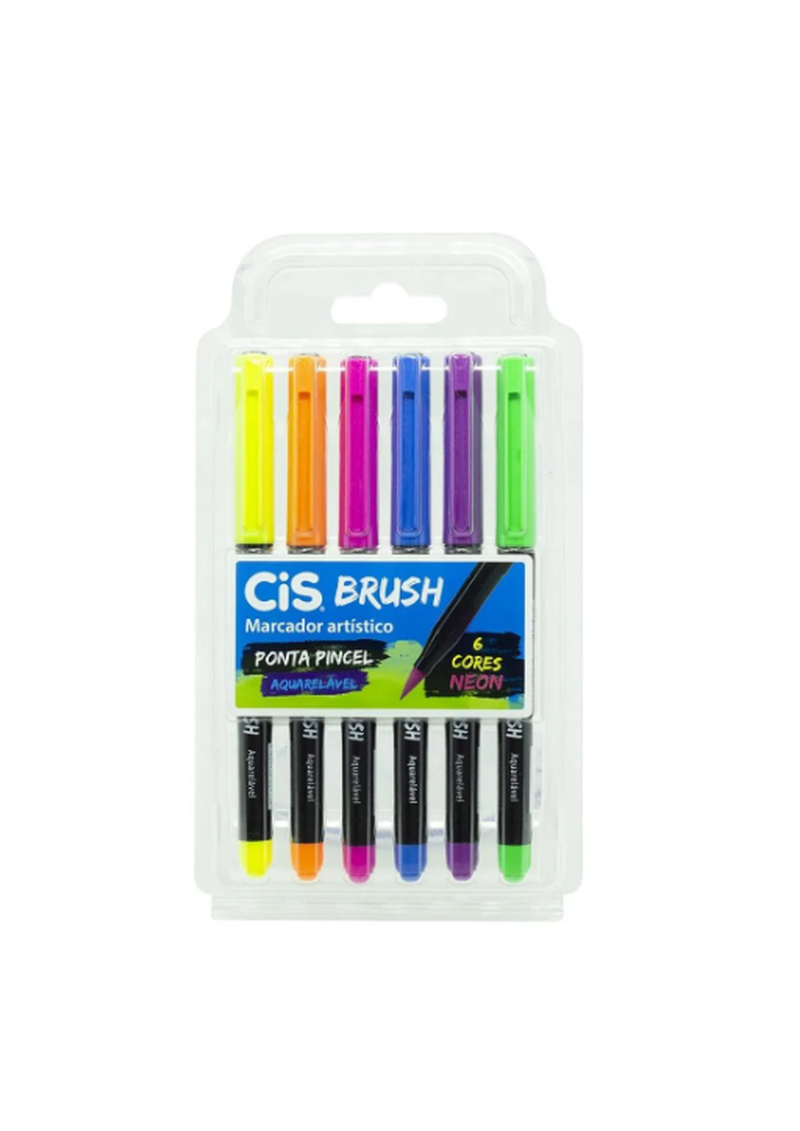 imagem Estojo Marcador Cis Brush Neon Aquarelável c/6 cores